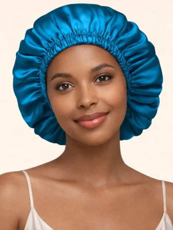 Bonnet en soie bleu libellule