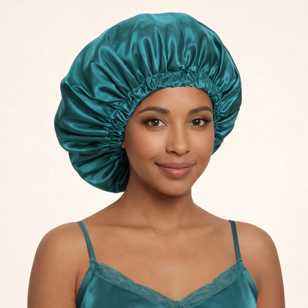 bonnet-en-soie-cheveux-bouclés